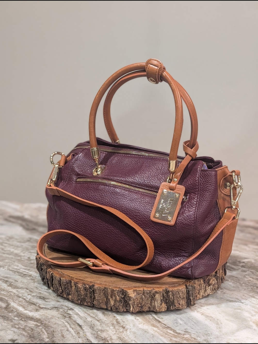 Valentina Plum Leather Bag - Picture 3 of 13